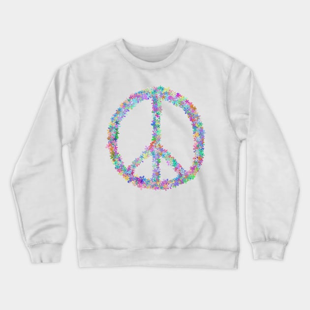 Peace Flower Power Sign Crewneck Sweatshirt by Art by Deborah Camp